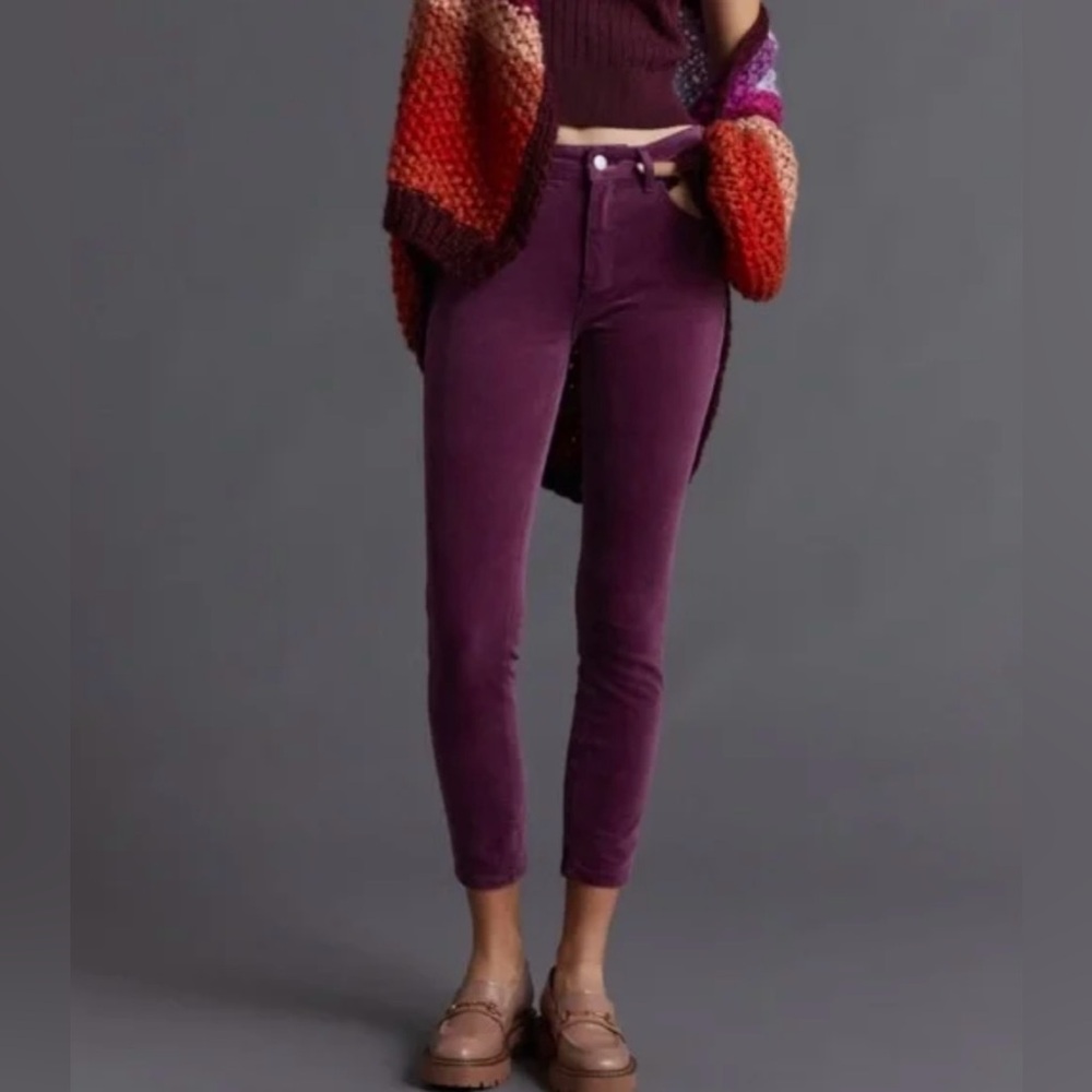 Pilcro Velour Skinny Pants Fuchsia Size 31